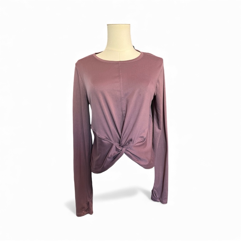 💗✨ EUC ZOBHA Mauve “Laura” Twist-Front Long Sleeve Athletic Top | Sz S